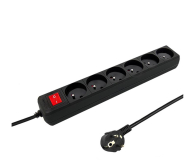 Qoltec Listwa antyprzepięciowa - 6 gniazd, 1,5m, czarna - 488582 - zdjęcie 1